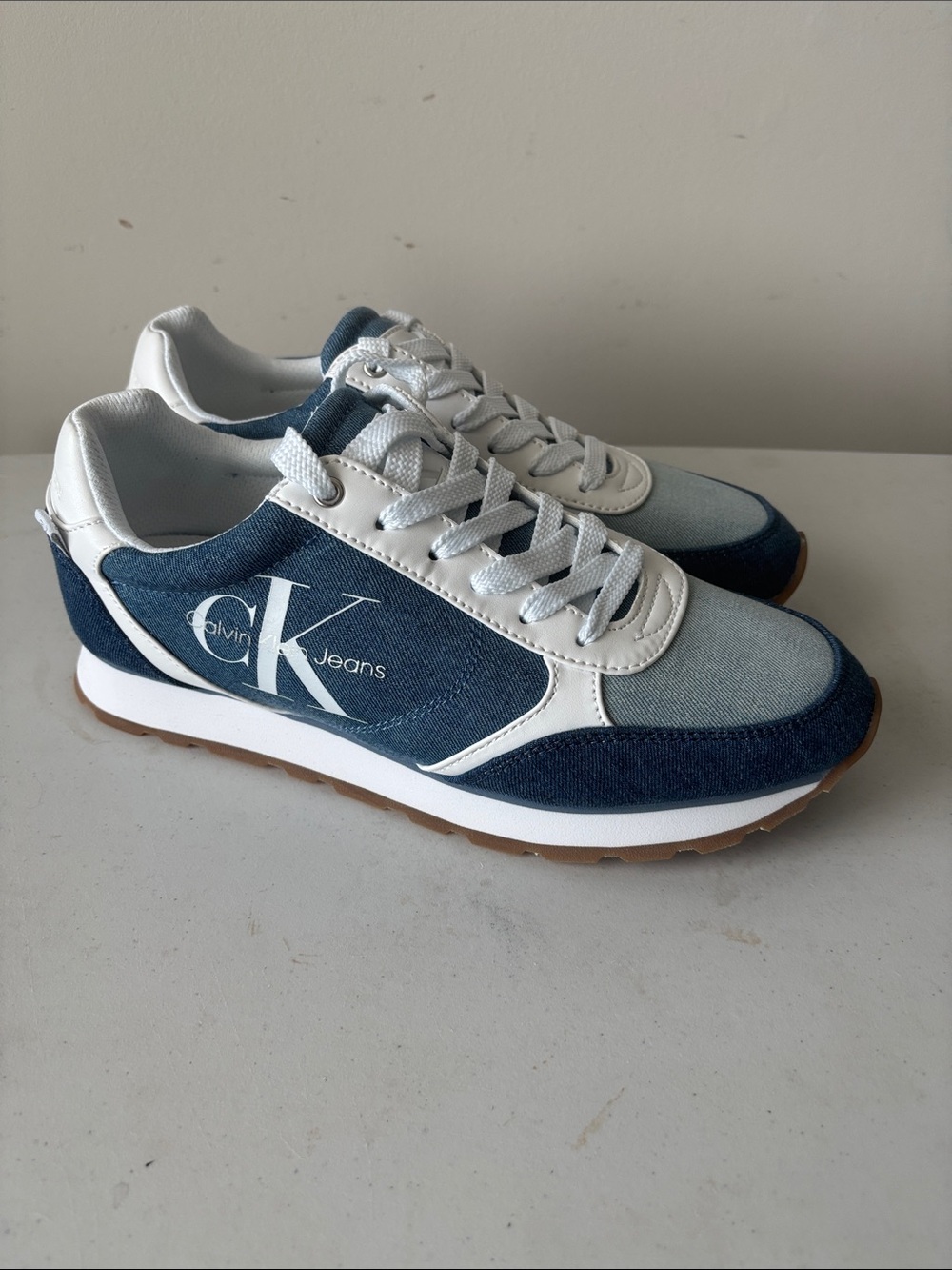 Calvin Klein Jeans Two-Tone Denim & White Sneakers Size 9M